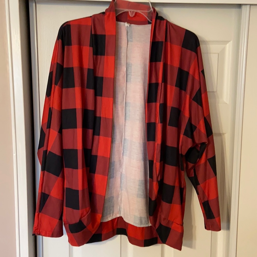 Buffalo plaid open front shirt